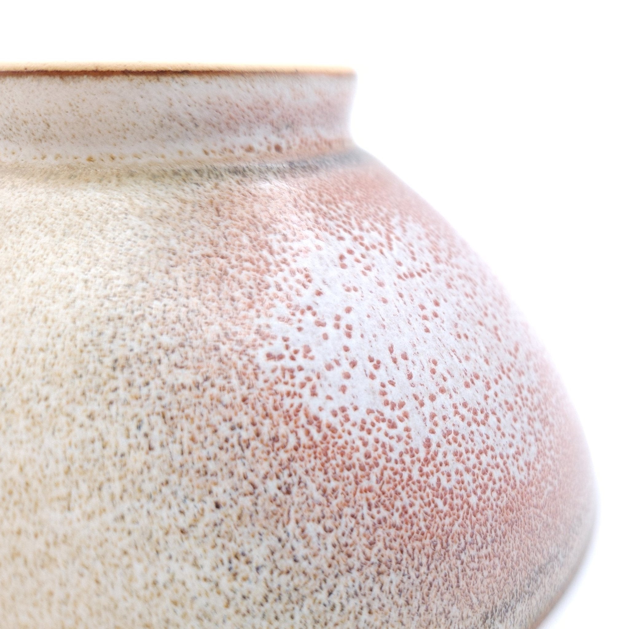 Authentic Japanese pottery bowl with cherry blossoms decoration. Pink and beige color. (bottom view 3).