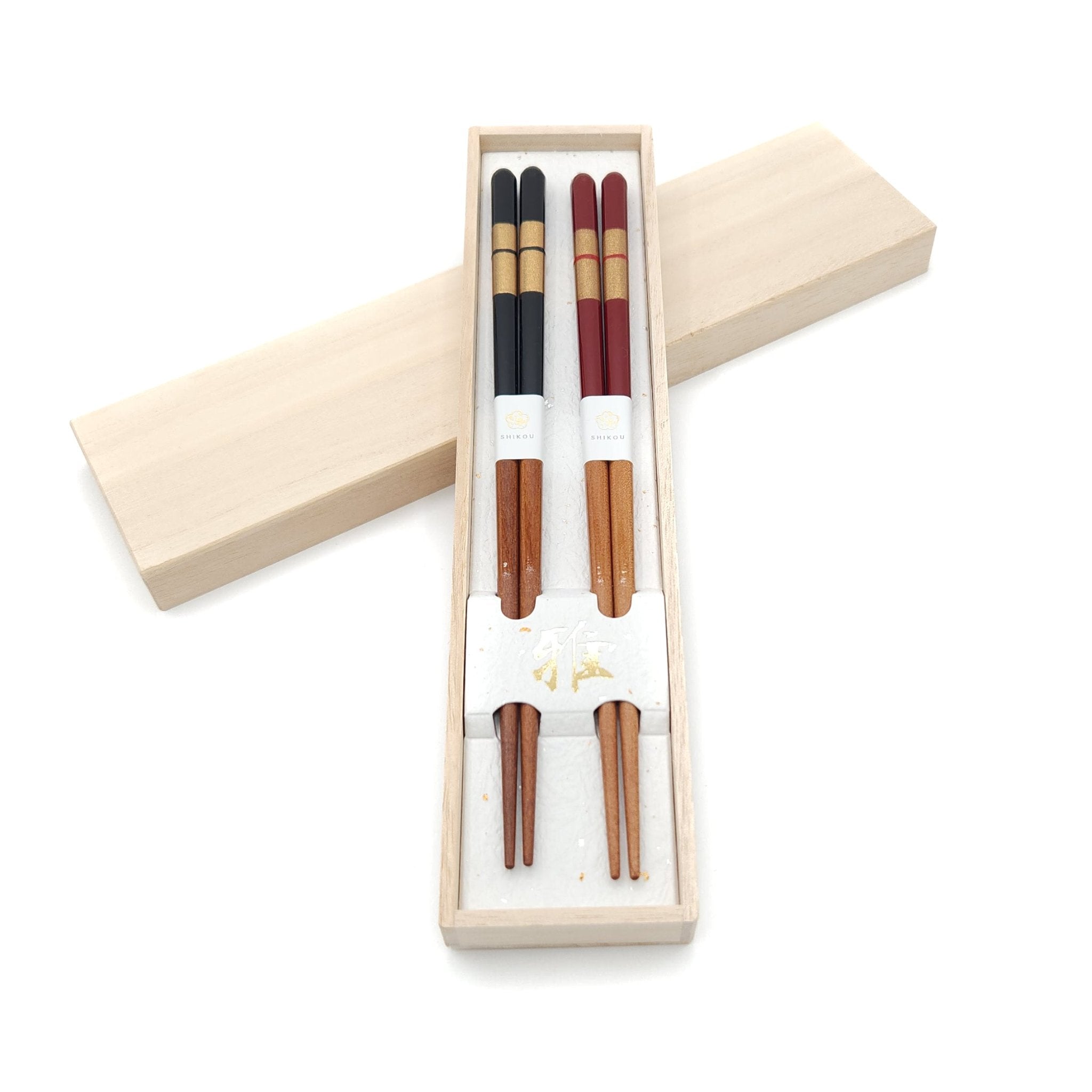 Japanese Chopsticks  red and black with golden motif 
