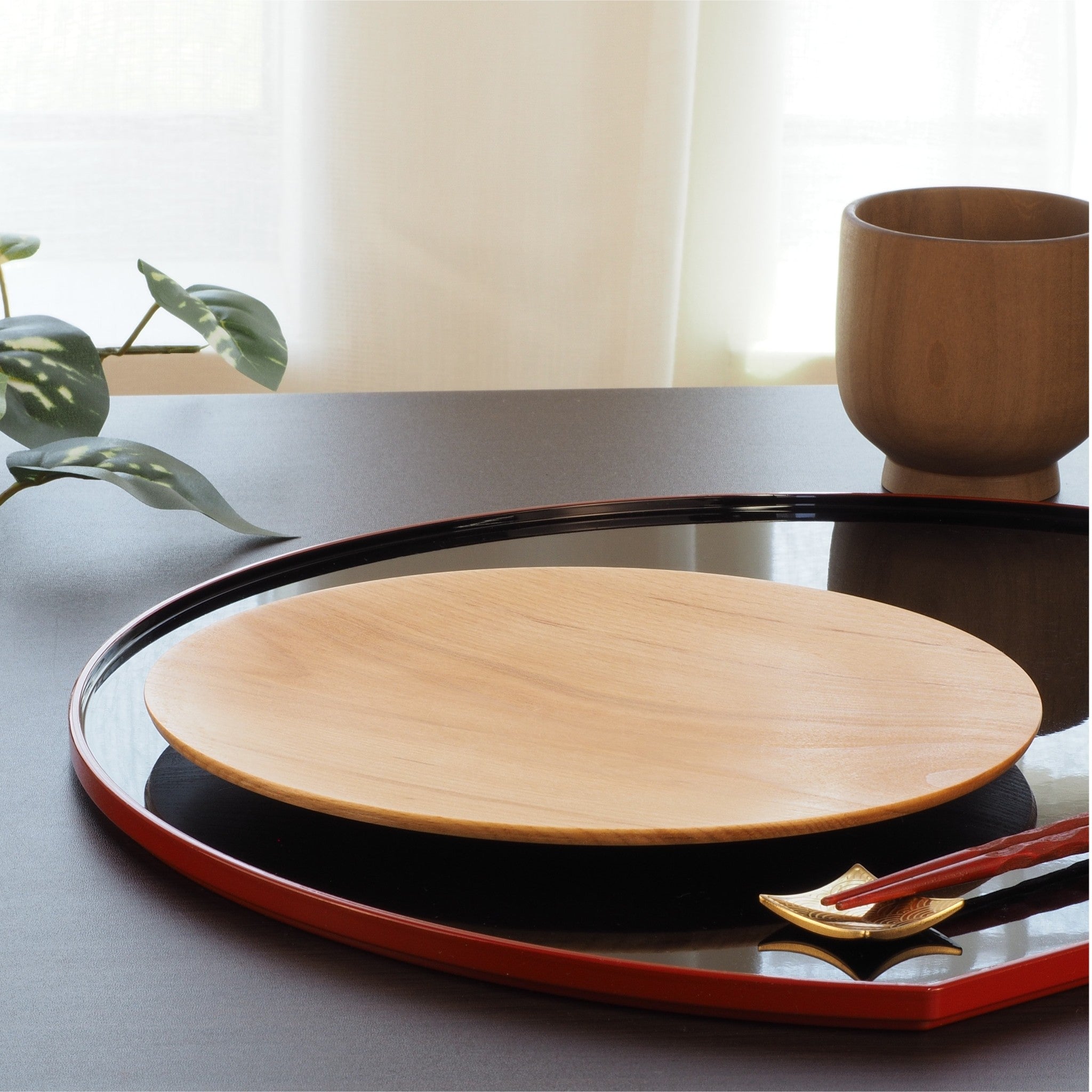 Wooden Plate from Japan, Tsukushi