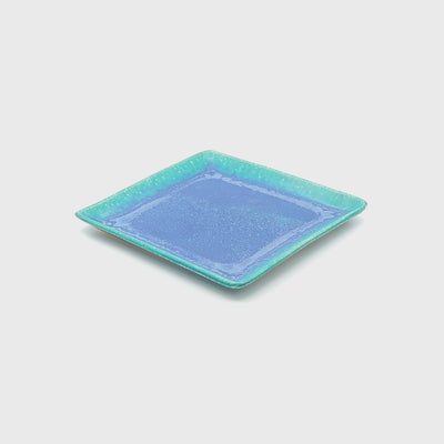 Rotating Big Square Turquoise Plate Square. Tsukushi