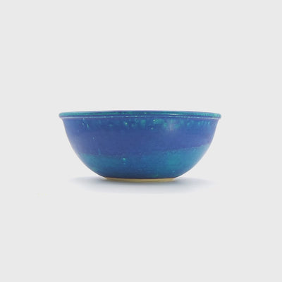 Rotating Japanese Turquoise Serving Bowl. Tsukushi