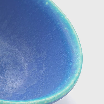rotating Japanese  Turquoise Bowl Square. Tsukushi