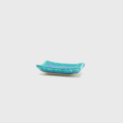Rotating Small Turquoise Plate Square. Tsukushi